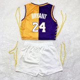 Two-Piece Double-sided Pattern Printed Sleeveless Bandage Shorts Set