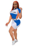 Casual Letters Print Short Sleeve Shorts Sports Pant Set