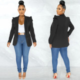 Solid Color Plain Ruched Fashion Blazer