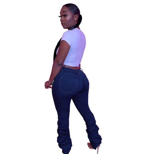 Wrinkled Women's Stacked Jeans