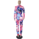 Casual Cartoon Print Home Wear Long Sleeve Pajamas Loungewear Women Sets