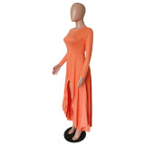 Solid Color Harem Irregularly Swallowtailed Dress