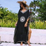 Summer V Neck Embroidered Beach Dress