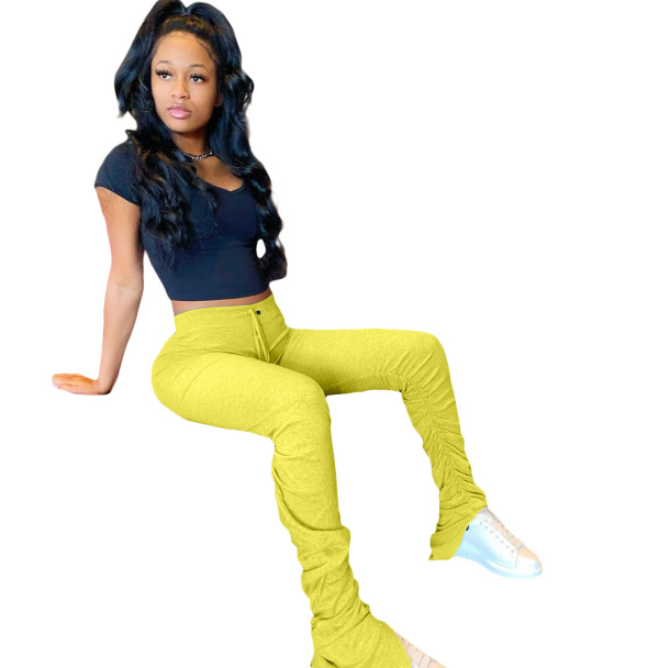 Solid Color Pleated Micro-flare Pants