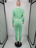 Solid Color Women's Jacket Set Single Breasted Button Long Sleeve Baseball Jersey Two-Piece Set