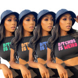 Casual Letter Print T-shirt Cross-border Tops