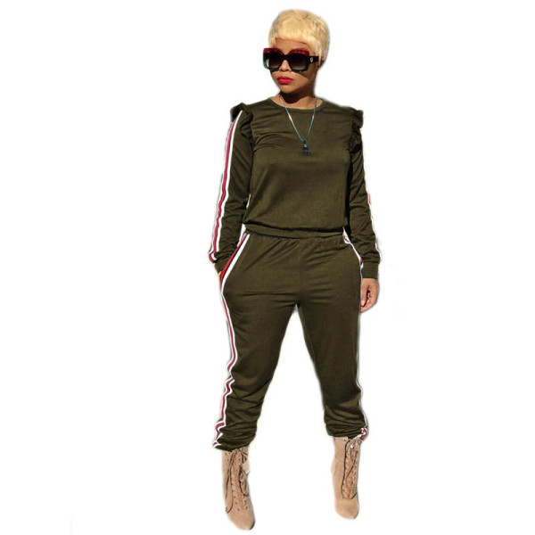 Casual Ribbon Fungus Shoulder Sports 2 Pcs Outfits
