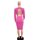 Exclusive Knit Round Neck Backless Sweater Dresses