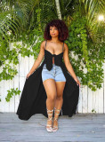 Black Sexy Straps Solid Heart Throb Top