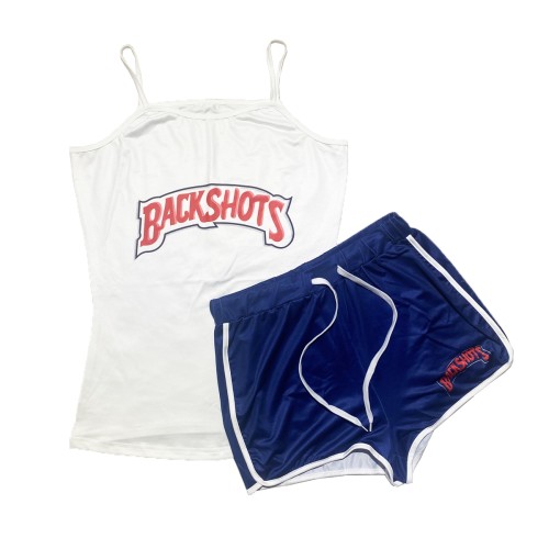 Women Sexy Graphic Print Letter Sling Yoga Shorts Set