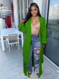 Tassel Trim Open Front Chunky Knit Longline Cardigan