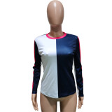 Casual New Ladies Color Matching T-shirt