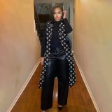 Printed Double Thermal Lining Long Vest Jacket