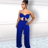 Sexy Halter Wrapped Top Wide-leg Pants Two Pieces