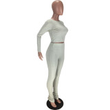 Solid Color Loungewear Blouse and Flared Pants