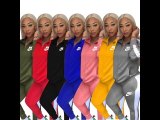Ladies Casual Red High Neck Embroidered Letter Colorblock Pants Set