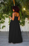 Black Sexy Straps Solid Heart Throb Top