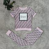 Casual Printed Branded Short Sleeve Pant Set