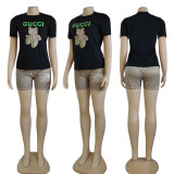 Summer Slim Embroidered Short Sleeve Top + Shorts