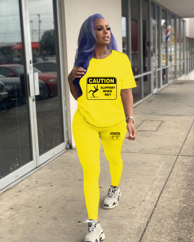 Fashion Casual Graphic Print Short Sleeve Two Piece Women Tracksuit Set