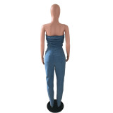 Casual Tube Women's Denim Jumpsuit Plus Size