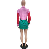 2021 Fall New Color Block Print Full Sleeve T-shirt