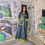 High Elasticity Softness Fat Woman Loose Positioning Printing Maxi Dress