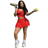 Casual Positioning Offset Printing Vest and Culottes Two Piece Set