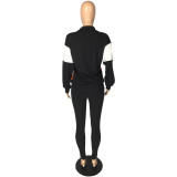 Casual Stitching Sports Long Pant Set