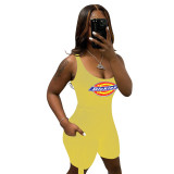 Summer Applique Pit Sleeveless Bodycon Short Playsuits
