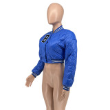 Casual Printed Baseball Clothes Solid Color Bomber Padded Jacket