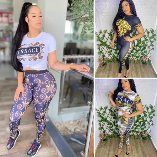 Fashion Printed Letter Short Sleeve Two Piece Set