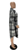 Young Office Lady Shaggy Plaid Pocket Drop Shoulder Long Outwears