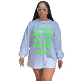 Casual Double Sided Printed Letter T-Shirt Dress