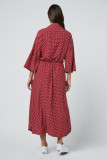 Red Polka Dot Shirt Collar Beach Dress