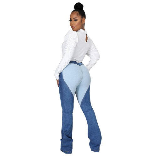 Casual Stitching Contrast Jeans
