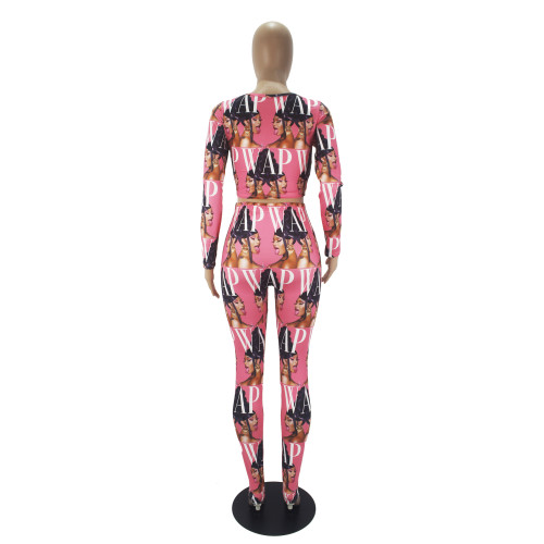 Casual Pattern Printed Two Piece Set