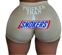 Casual Pattern Printed Yoga Shorts SNOKERS Word Casual Pattern Printed Yoga Shorts SNOKERS Word