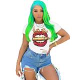 Casual Lips Printed T-shirt