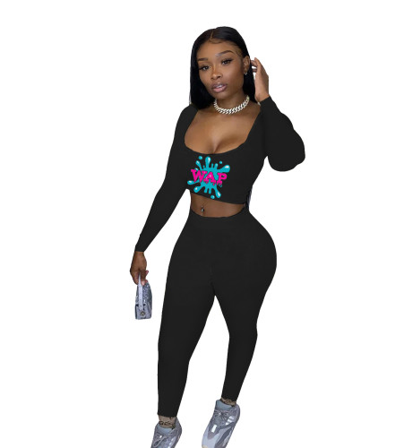 Casual Pattern Printed Two Piece Set