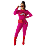 Casual Big Lips Sequins Pant Set