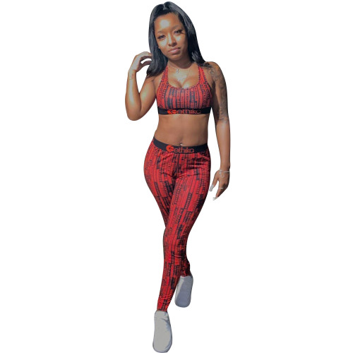 Casual Print Vest Crop And Trousers
