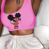 Casual Sports Graphic Print Vest Top