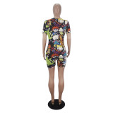 Casual Cartoon Printed Letter Romper