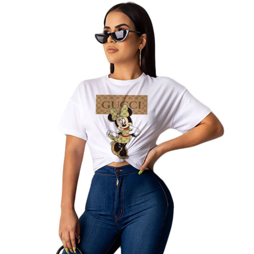 Casual Print Cartoon T-shirt