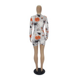 Halloween Pattern Print Shorts Loungewear Romper