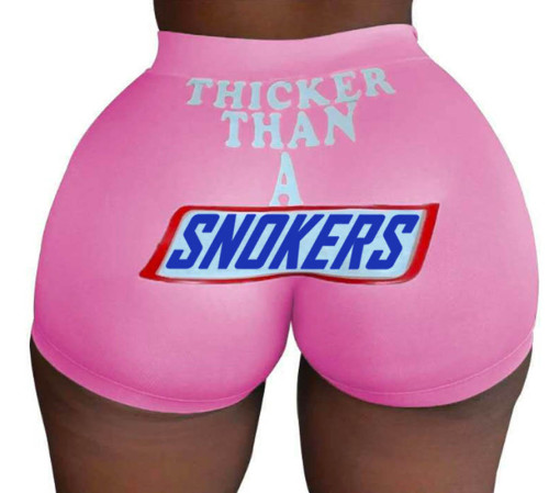 Casual Pattern Printed Yoga Shorts SNOKERS Word