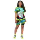 Casual Summer Colorful Print Two Piece Short Set