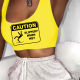 Casual Sports Graphic Print Vest Top