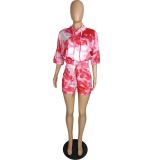 Casual Printed Camouflage Two-piece Set